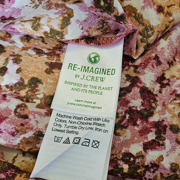 J Crew smocked puff sleeve midi faded floral dress pink brown, S - Picture 10 of 16